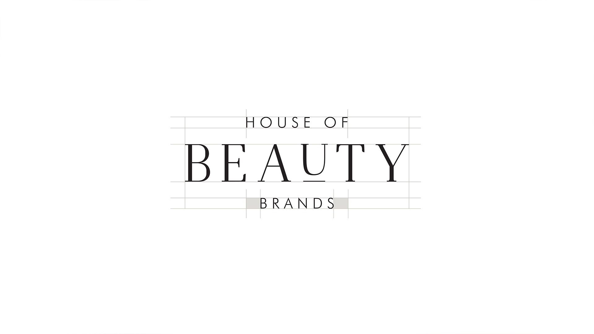 House Of Beauty Brands - Logo z liniami pomicniczymi i elementami technicznymi użīwanymi podczas projektowania